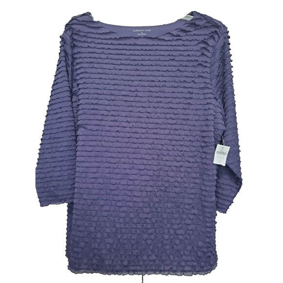 COLDWATER CREEK Purple Ruffle 3/4 Sleeve Lined Blouse Size XL NWT - Picture 1 of 7